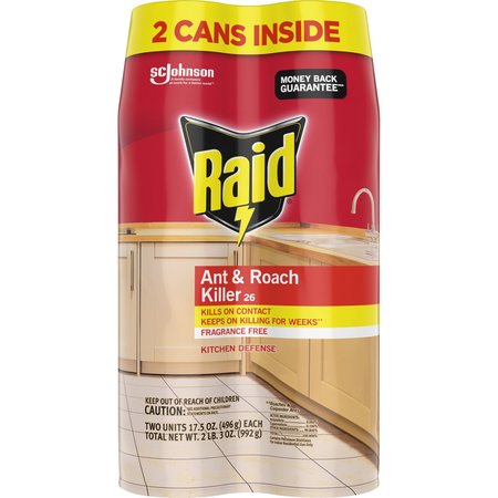 Raid Ant And Roach Spray, Fragrance-Free, 17.5 oz, , Multi, PK 2 SJN697322